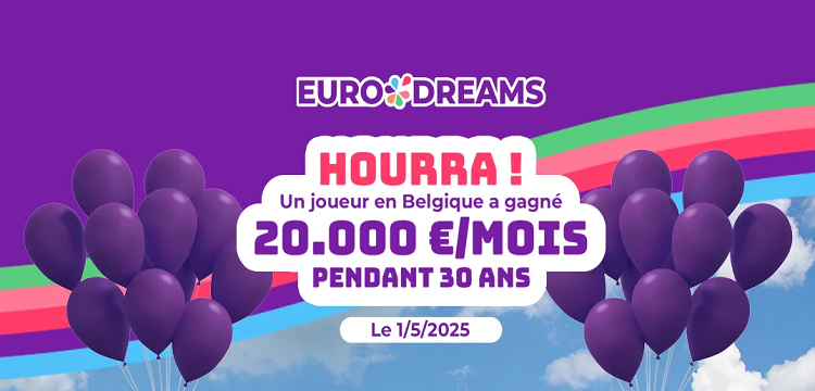 Belgique : un Flamand décroche 20.000 € par mois pendant 30 ans grâce à EuroDreams
